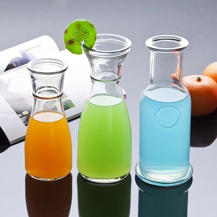 wholesale 350ml/500ml glass water juice bottle with cork lid