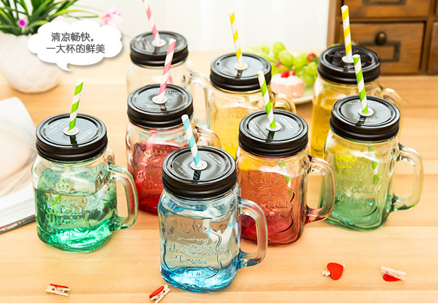 HOT SALE custom made glass mason jars for food storage glass mason mug with lid