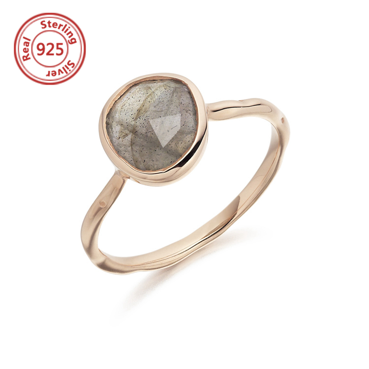 Silver Palace 1 PC Boho Jewelry Sterling Silver Natural Gemstone Marquise Labradorite Ring