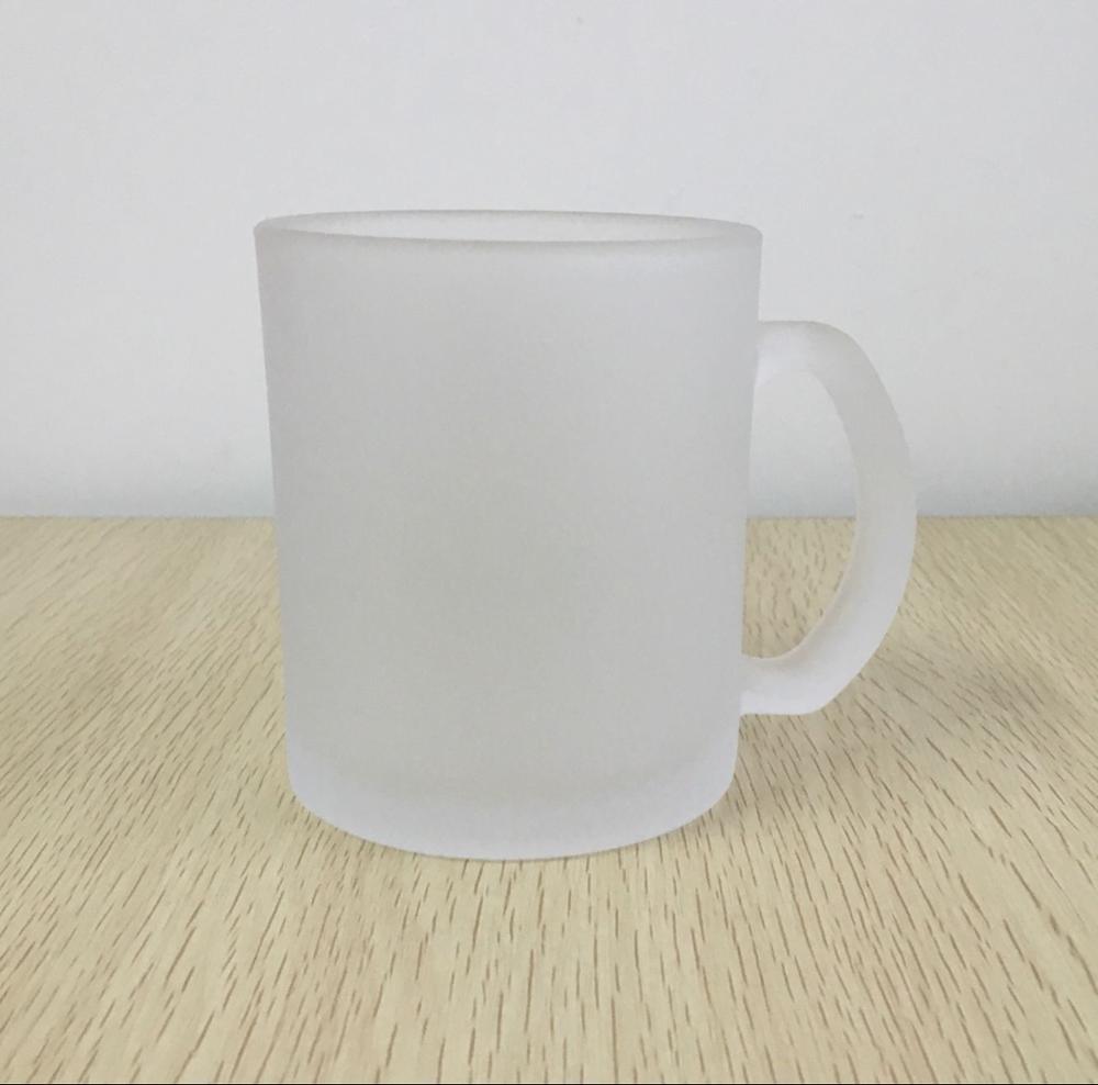 11oz Frosted Glass Coffee Mug With Custom Printing.