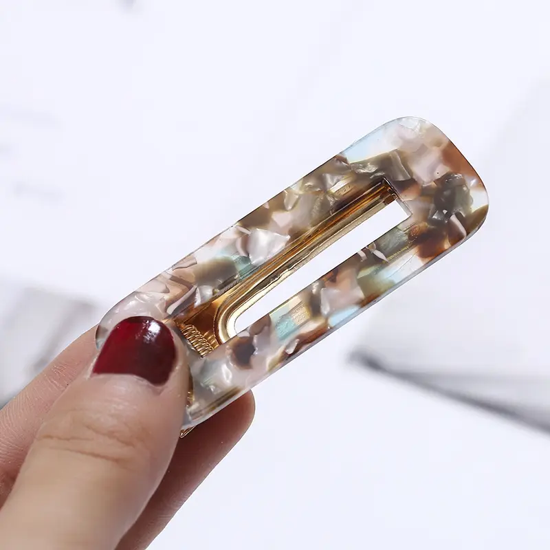 Korean style acrylic hairpin acetic acid plate hair pin marble texture duck bill clip geometric hairpin side clip