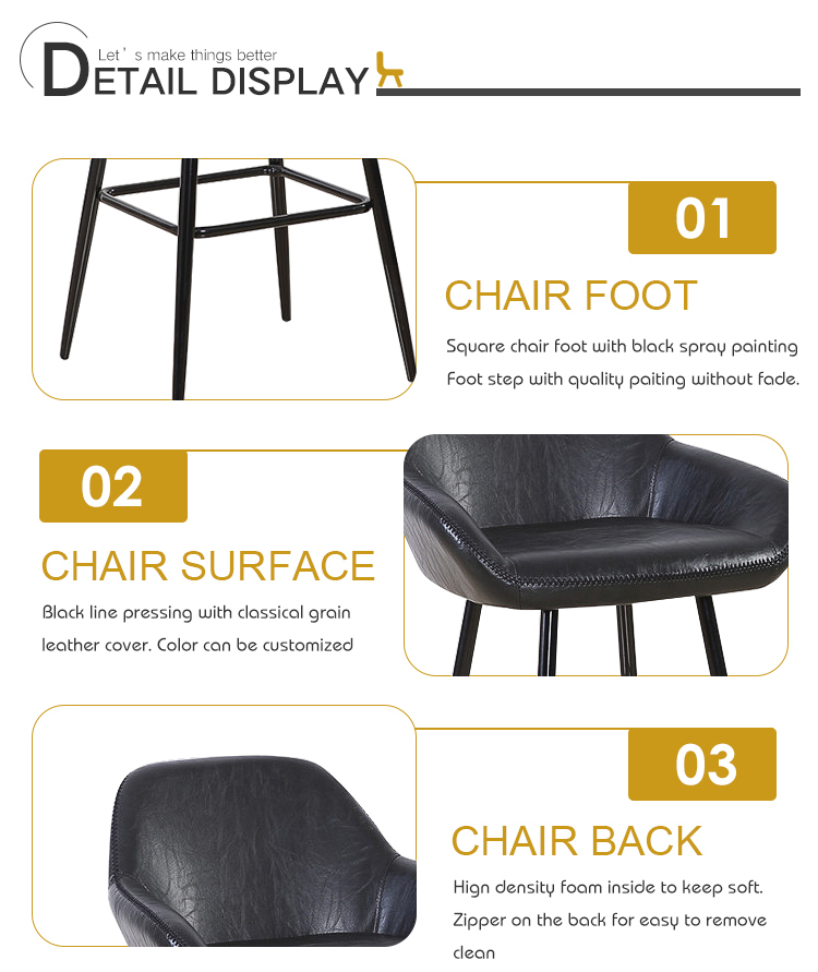 Night Club Furniture Popular Pub Use Taburete Faux Cover Stools Chairs Vintage Leather Bar Stool Chair