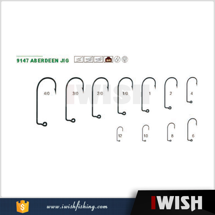 Fishing Hooks Size Chart: High Carbon Steel Aberdeen Jigs with 90 Degree Bend for Freshwater & Saltwater Fishing Fishing Hooks Size Chart: High Carbon Steel Aberdeen Jigs with 90 Degree Bend for Freshwater & Saltwater Fishing