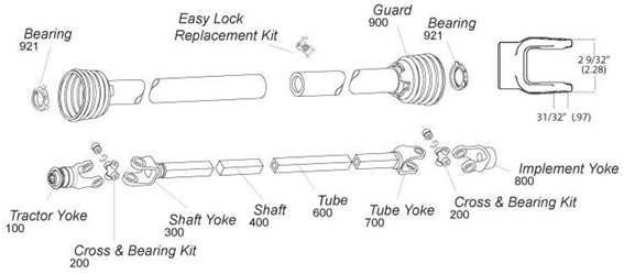High Quality pto cardan shaft tractor with slip clutch