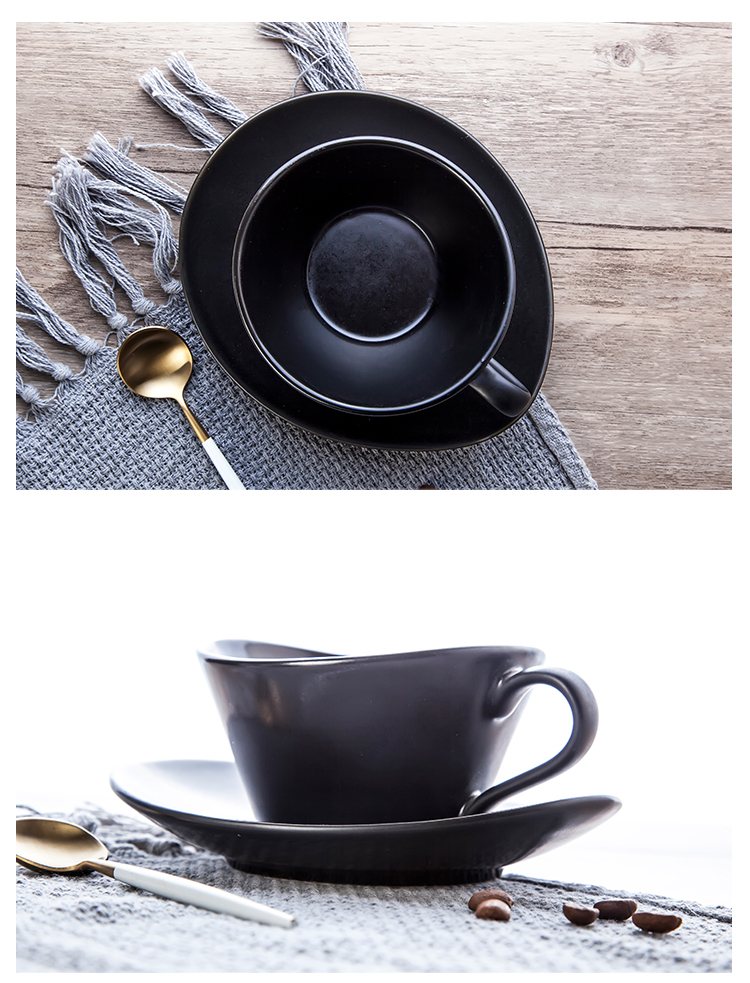 Turkish High Temperature Black Porcelain Cup Matte Coffee Set