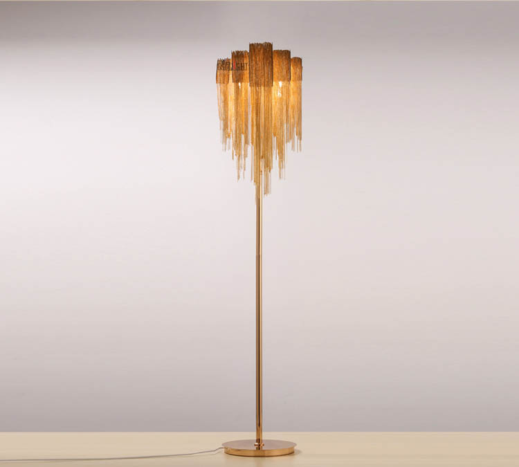 Creative personality post-modern tassel aluminum chain floor lamp for designers and engineers