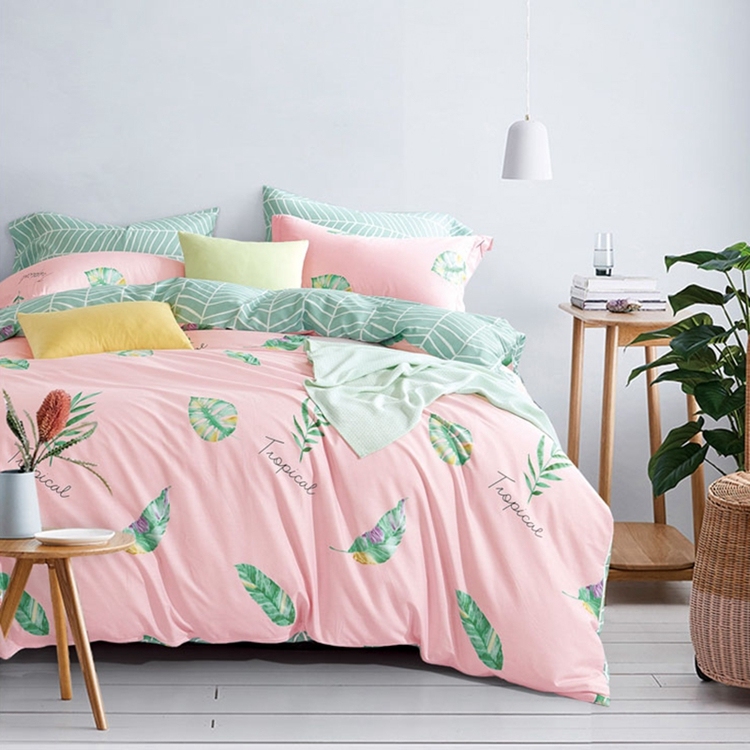 Custom size and weight in guangzhou comfortable printed cotton green double bed sheets