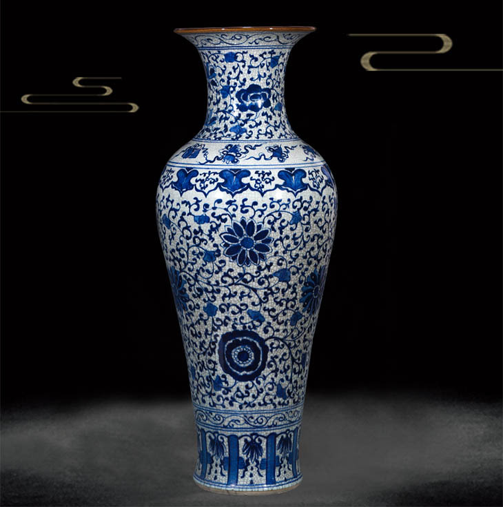 Cheap blue and white chinese reproduction ceramic floor vase