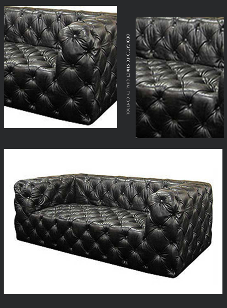 foshan office furniture chesterfield sofa set design brown leather office sofa full genuine leather black sofa for home office