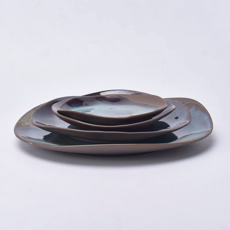 Wholesale tableware high quality color clay ceramic restaurant plates