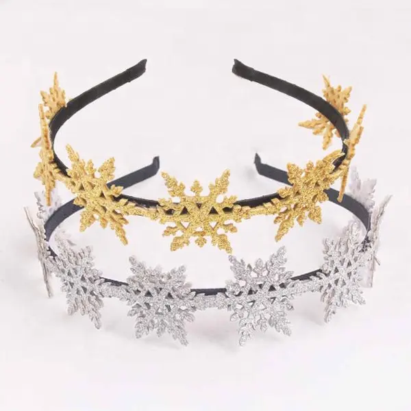 Fairy Snowflake Kid Headband Christmas Glitter Hairbands Winter Theme Party Sparkly Silver Girls HeadBand ALJYSY151