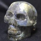 Natural labradorite QUARTZ CRYSTAL skull HEALING Blue Flash LABRADORITE