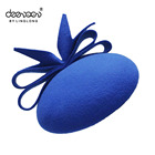 Blue Wool Felt Round Fascinators 2018 Winter Fashion Hair Accessories