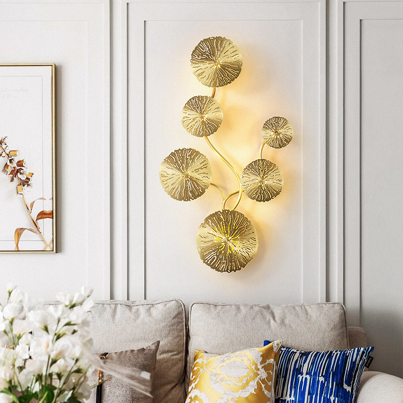 Unique design Milan style stainless steel brass modern lamp sconce Lotus leaf wall lamp