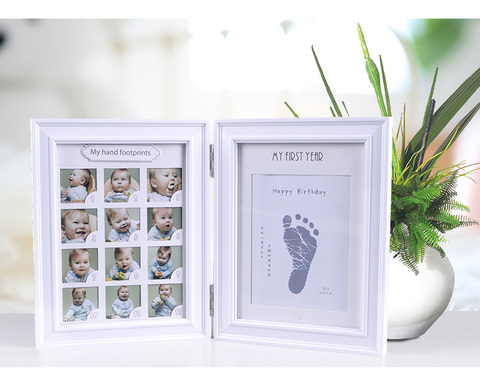 baby shower gift    month baby footprint handprint photo frame