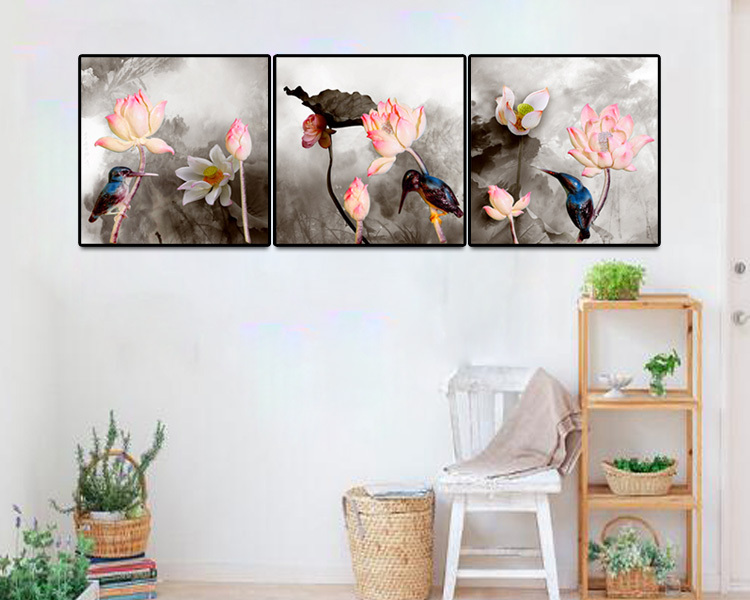Factory Price Lotus Photo 3D Wall Mural Oil Painting By Numbers Kits Wholesale