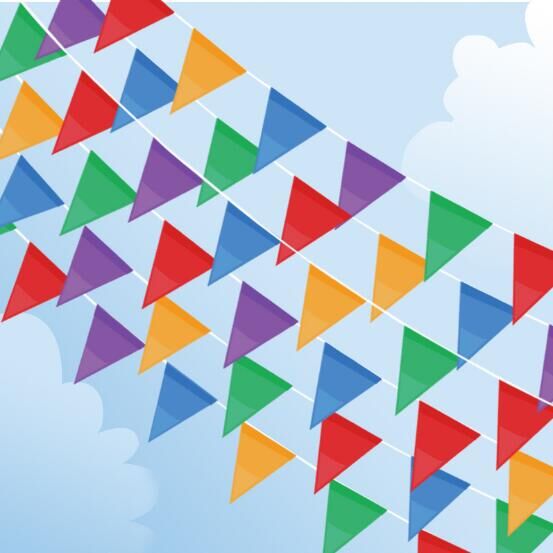 100 m Colorful Fabric Bunting Pennant Outdoor Banner Advertising Hanging Flag