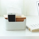 Natural Bamboo Tissue Holder Desk Organizer Pencil Holder Office Storage Box Multipurpose For Home Office
