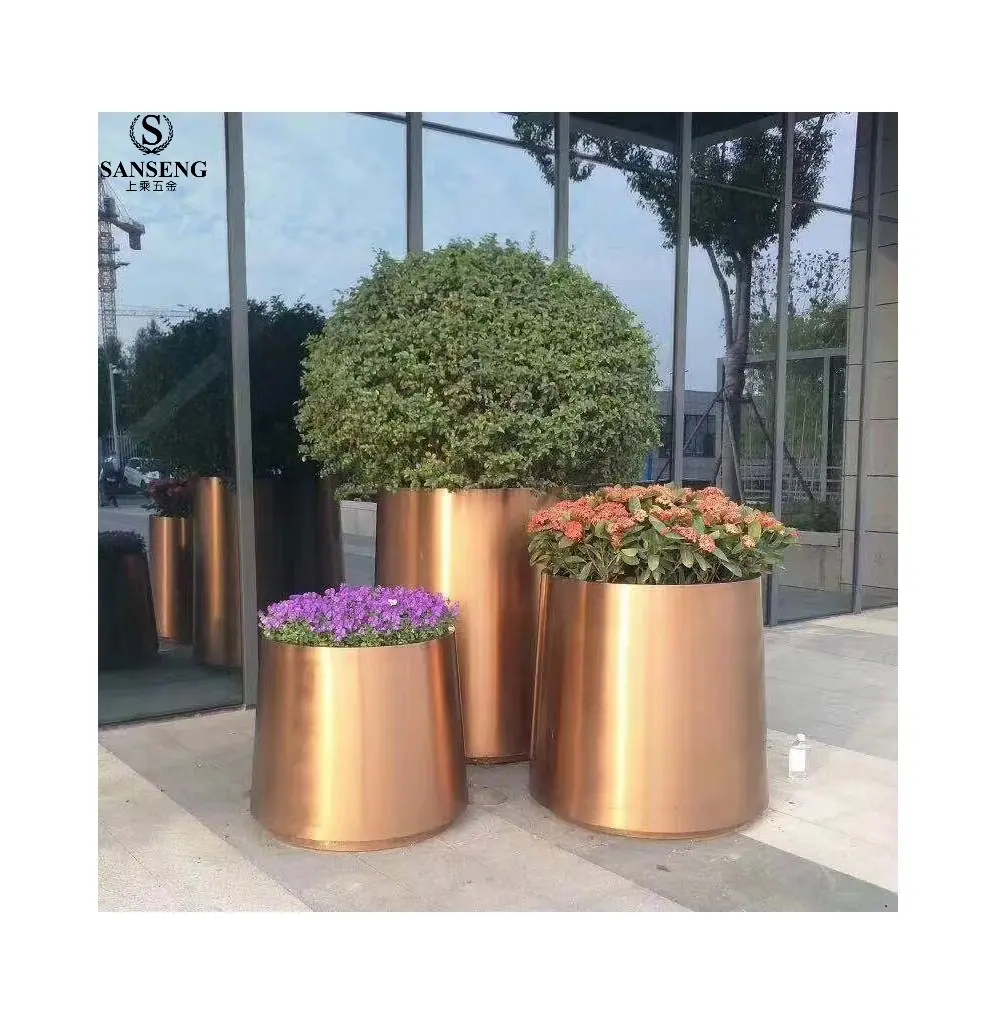 Дом и сад Декор золото нержавеющая сталь металла ваза для цветов