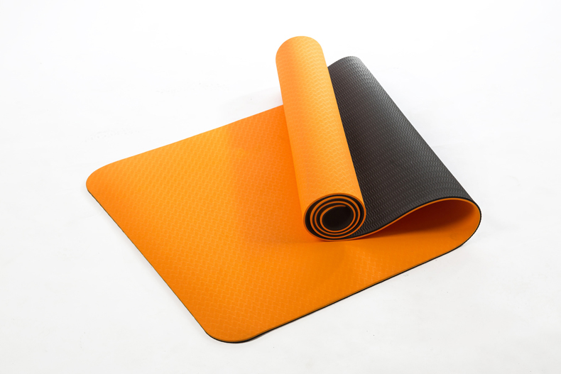 Pencetakan Disesuaikan Tpe Yoga Mat Warna Tunggal 6mm Untuk Kebugaran 5
