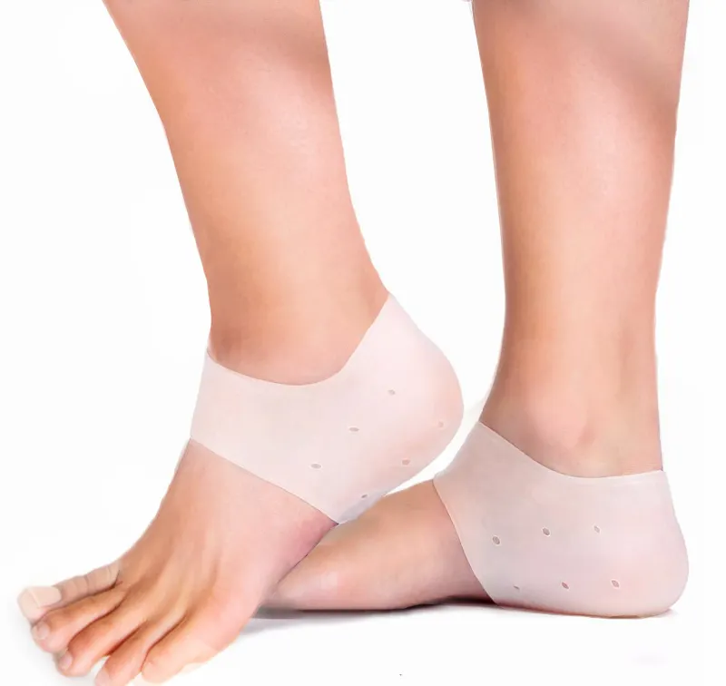 Silicone Gel Heel Sock Protector for Dry Cracked Skin Moisturising Foot Care with Anti Slip Cushion Pads HA00557