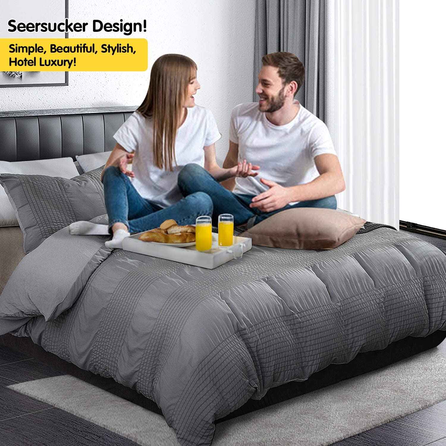 High Quality Seersucker 100% Polyester Microfiber Duvets Bed Sheets Bedding Dots Duvet Cover