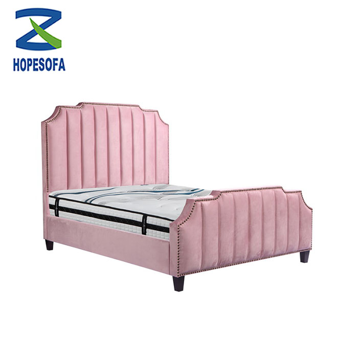 Modern Bed Design Wholesale Sofa Beds Blush Pink Velvet King Size Bed