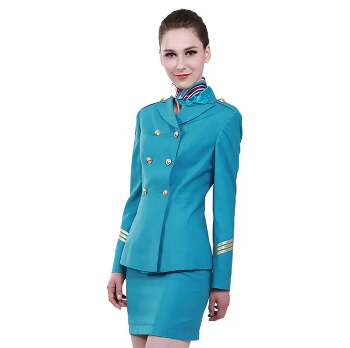 Custom Fashionable Flight Attendant Uniforms Air Asia Airhostess Suits For Sale