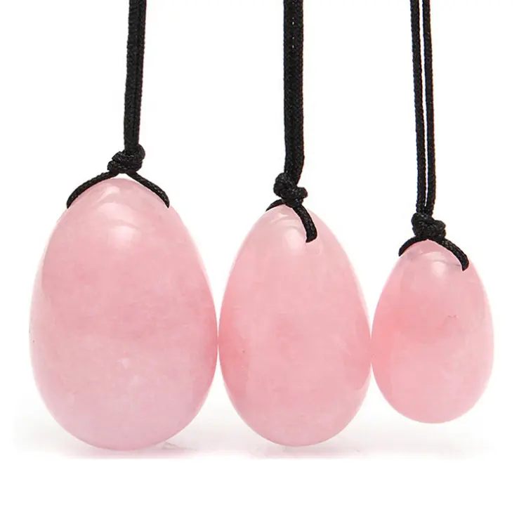 Оптовая продажа, розовый набор яиц Yoni из натурального нефрита, розового кварца, кристалла, для упражнений Кегеля, Женский народный шар OEM