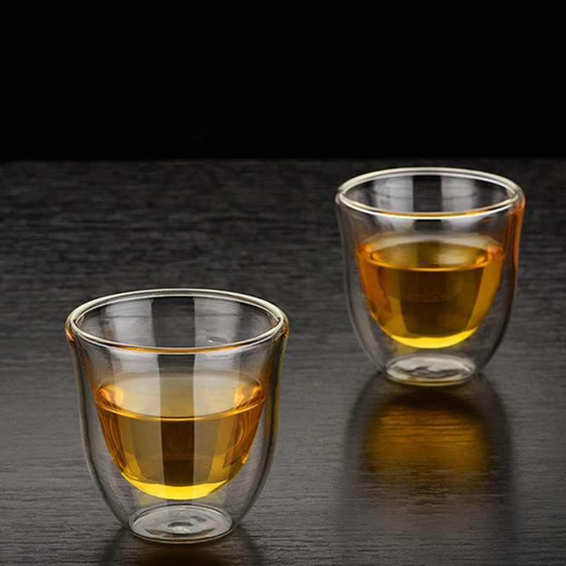 Double Wall Mini Glass Tea cup Hand Blown Glass High Borosilicate  Glass