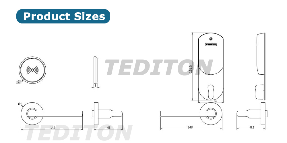 304 SS Split Lock Hotel RFID Card Hotel Lock System With Easy Hotel Card Lock Management Software