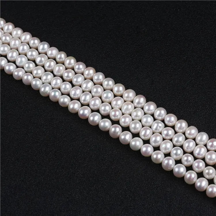 Beads And Pearls Low Price 9-10 Mmwhite Potato Round Freshwater Pearls Beads String