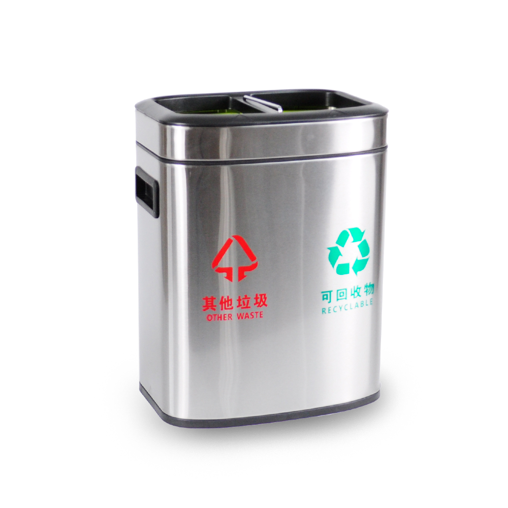 Newest  Mall And Home sorting trash can Indoor Household Metal Trash Bin Sorting Garbage Can