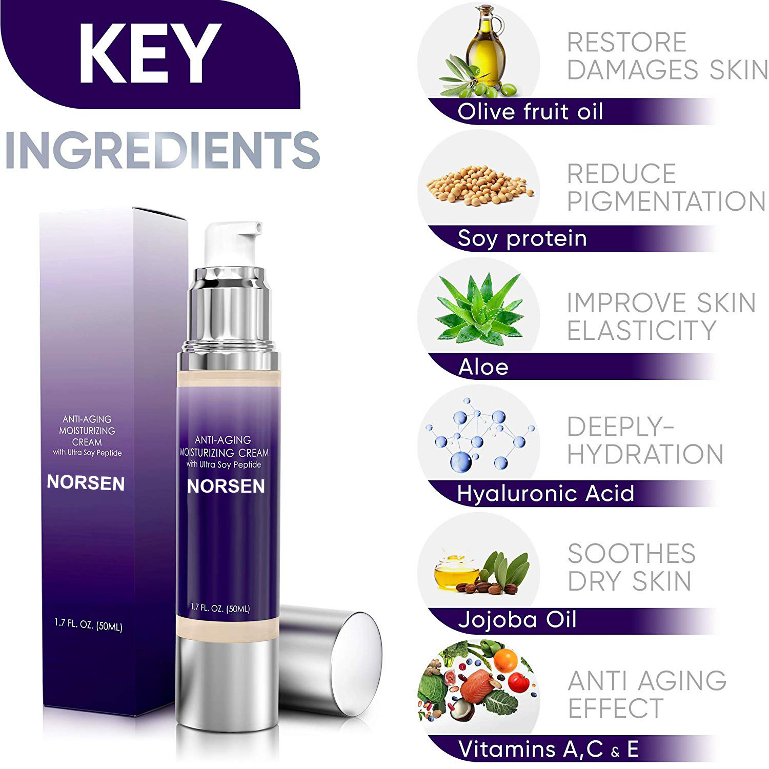 High Quality Natural Organic Face Skin Anti Aging Moisturizing Cream