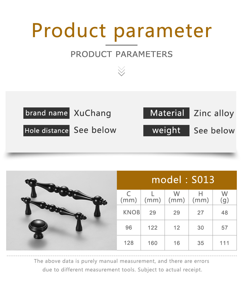 Furniture Hardware Pull Metal Drawer Zinc Handle Furniture Cabinet Black Handle