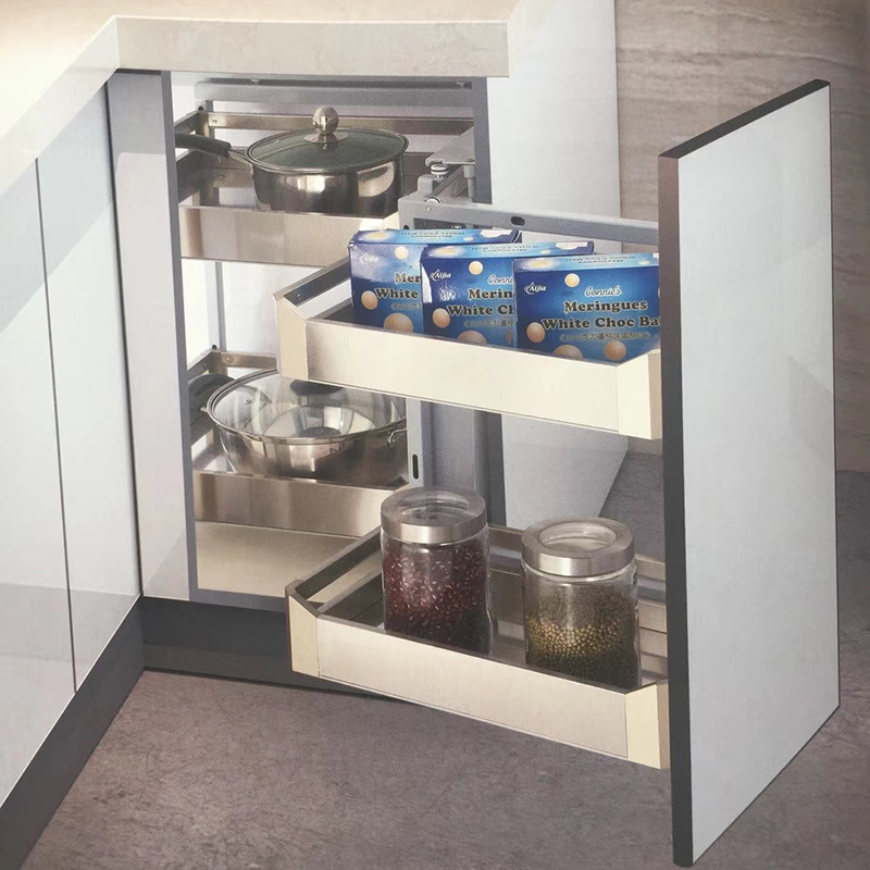 Hot Sale Cabinet Pull out Basket revolving saucer Magic Corner Kitchen storage