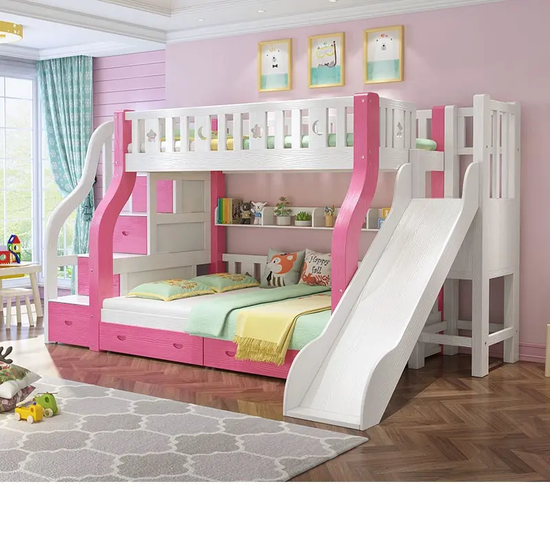 kids bunk bed with storage for girls children wooden bunk bed with slide bunk bed for kids