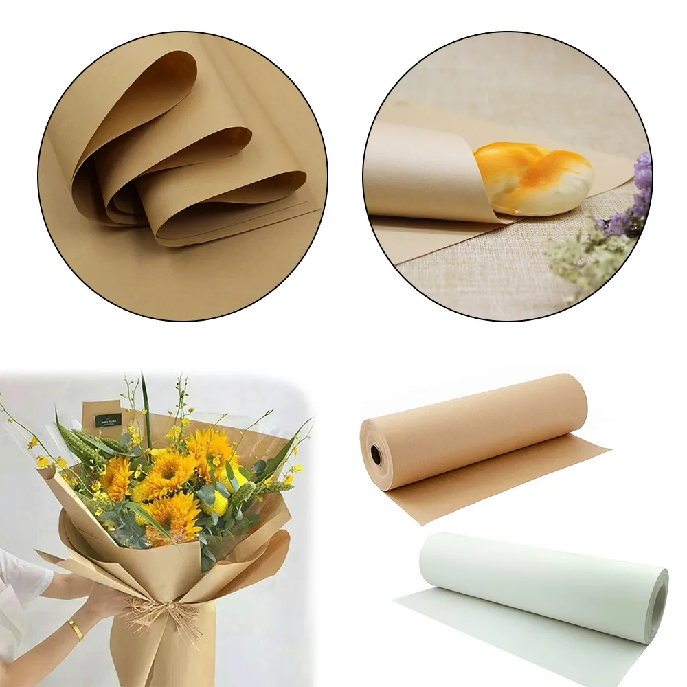 Wrapping Gift Paper Factory Sale Directly Gift Flower Wrapping Paper Brown Kraft Paper Jumbo Roll Wedding Birthday Gift Packing Paper