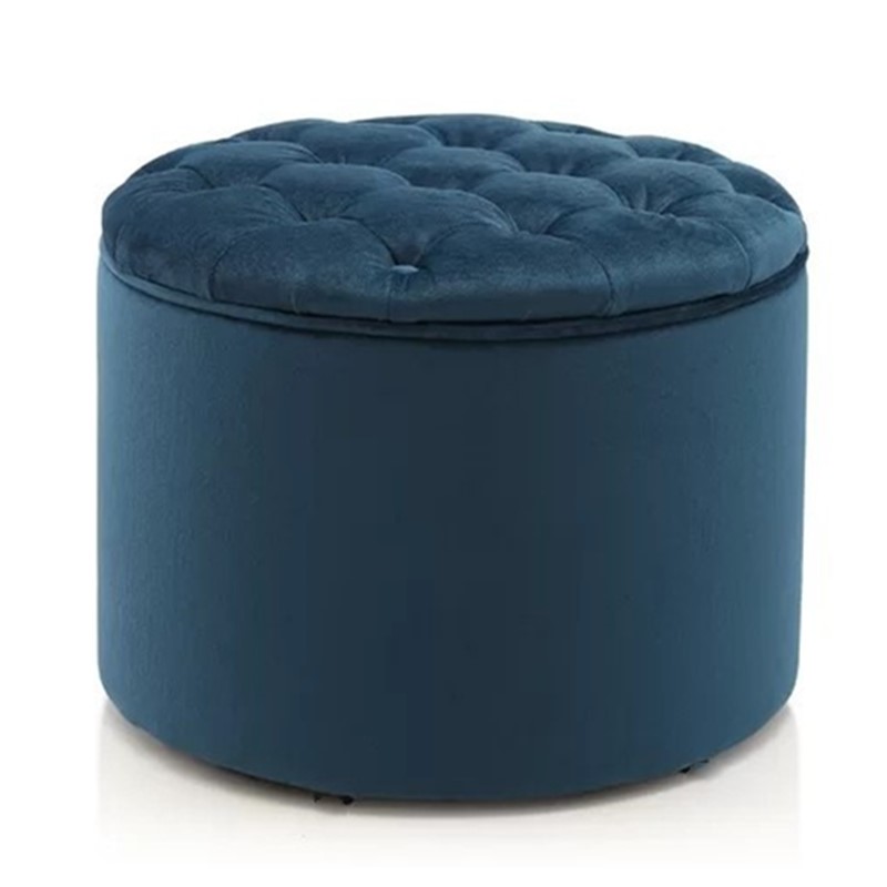 Velvet Ottoman Footstool Round Ottoman Pouf Living Room Furniture Fabric Home Furniture Home Stool & Ottoman Modern Storage