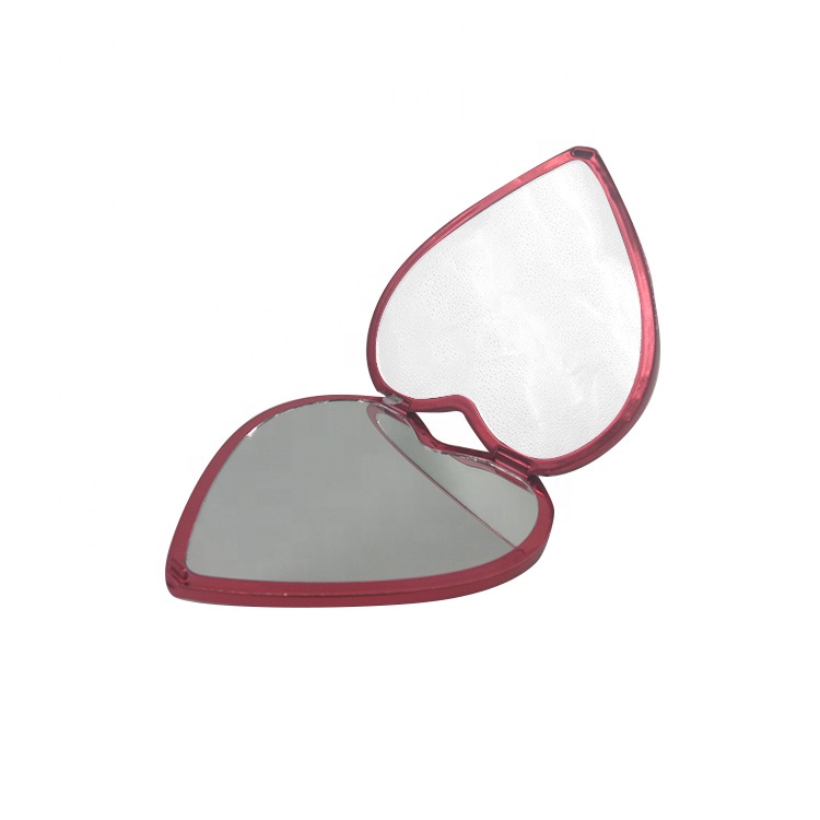 Custom Two Side Foldable Passionate Red Heart-shaped Pocket Makeup Mirror