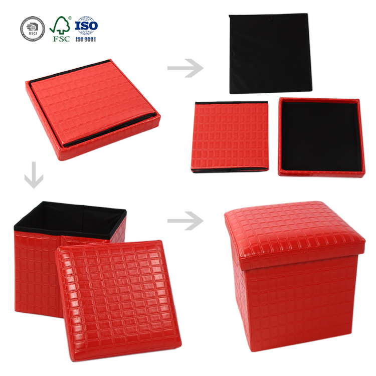 manufacture directly foldable storage ottoman and new folding storage stool footstool