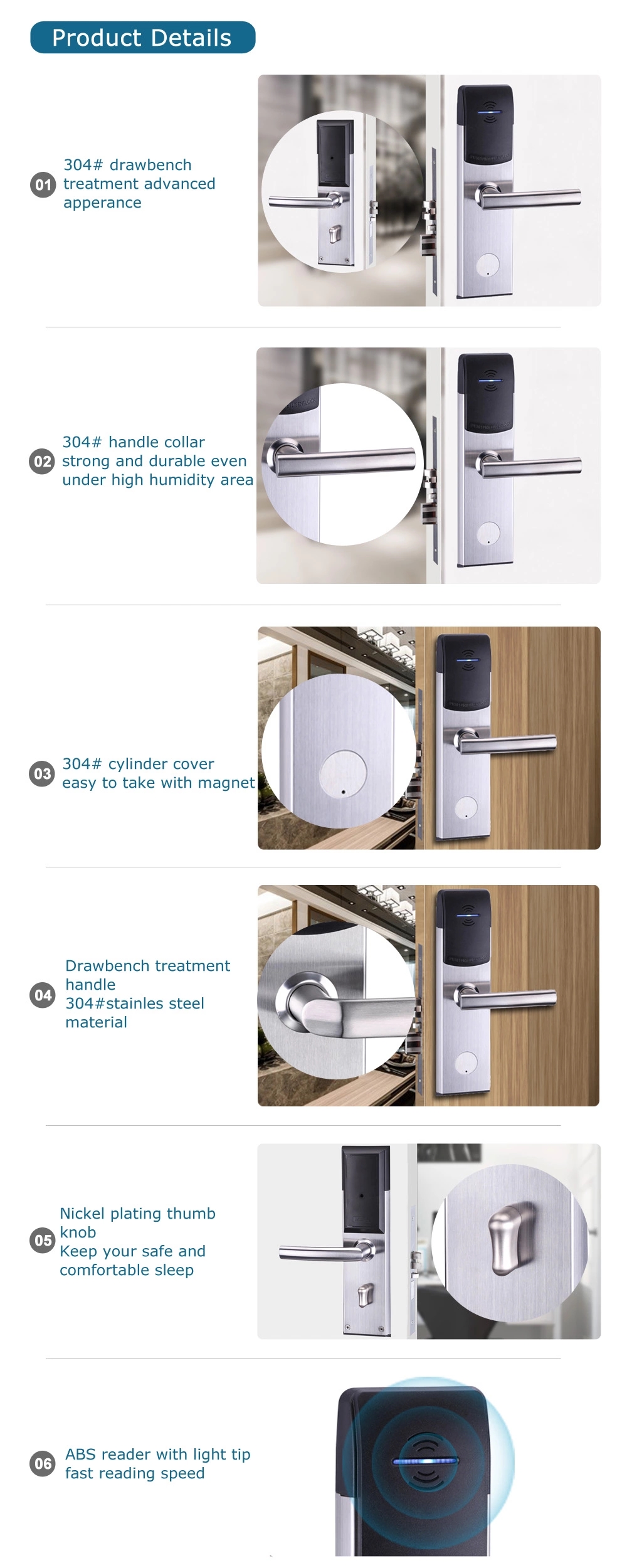 Tediton Keyless Smart Hotel Door Lock with tthotel Opera PMS Software System