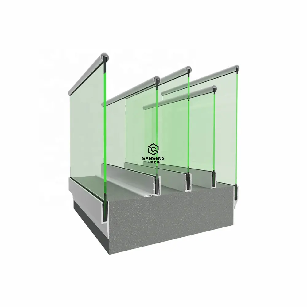 6063 Aluminium profile base shoe deck U channel balustrade frameless balcony glass railing