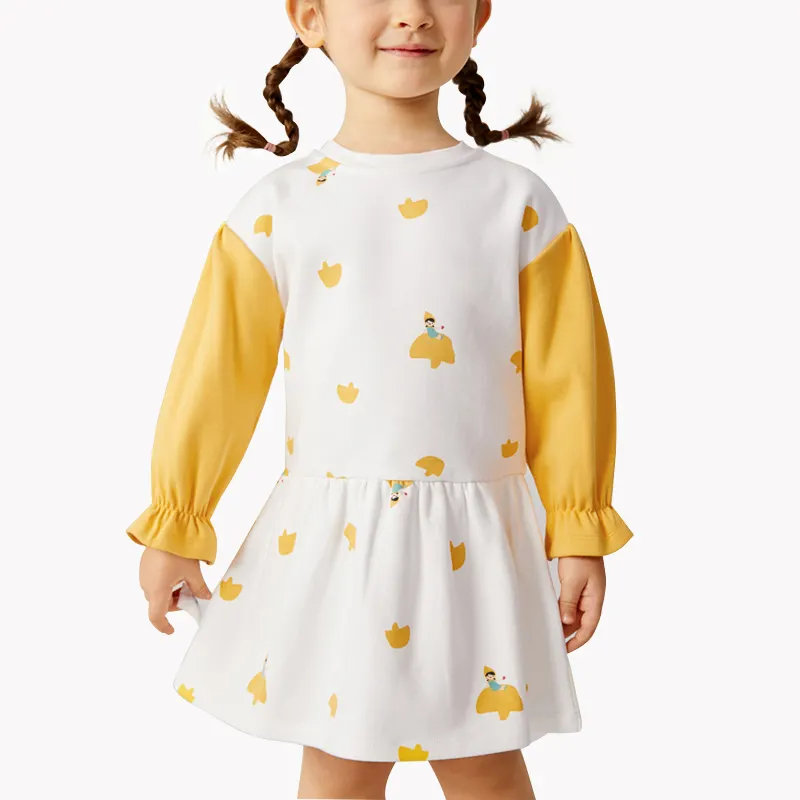 Лидер продаж; Осеннее платье для малышей; Милые вязаные платья с длинными рукавами и принтом для девочек