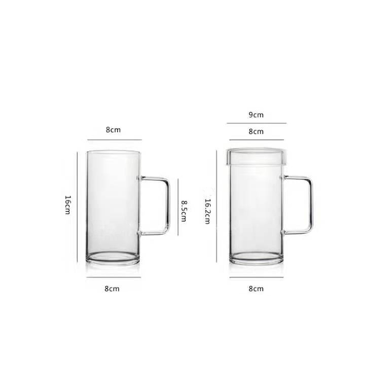 High-capacity Glass Tea Cup Coke Juice Cup With Handle High Borosilicate