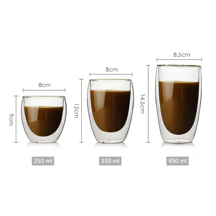 Heat Resistant  Food Grade Double Wall Glass Milk Cup Couples Mugs