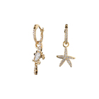 Fashion Crab starfish design Shiny Brass copper gold Earrings High Quality Unique Earring For Women