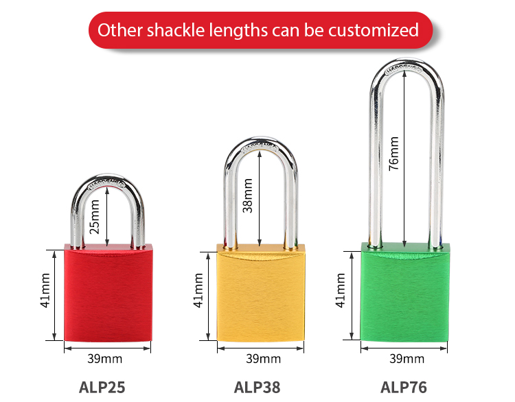 Custom Industrial Keyed Padlock Pad lock Colorful Aluminum Safety Lockout Padlocks