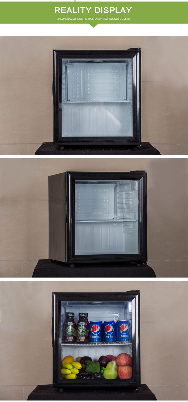 52L refrigerated beverage / food cooling display cabinet refrigerator