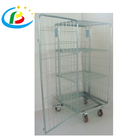 warehouse storage galvanized roll container structure four wheels folding cart